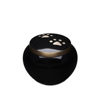 Black with Gold Paws Urn - Medium