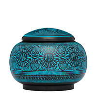 Black with Blue Floral Companion Urn