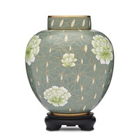 Green Floral Cloisonné Adult Urn